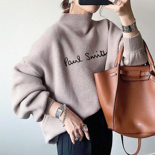 Spot new autumn sweater jumper slimming knitwear Japanese and Korean high neck loose striped knitwear
