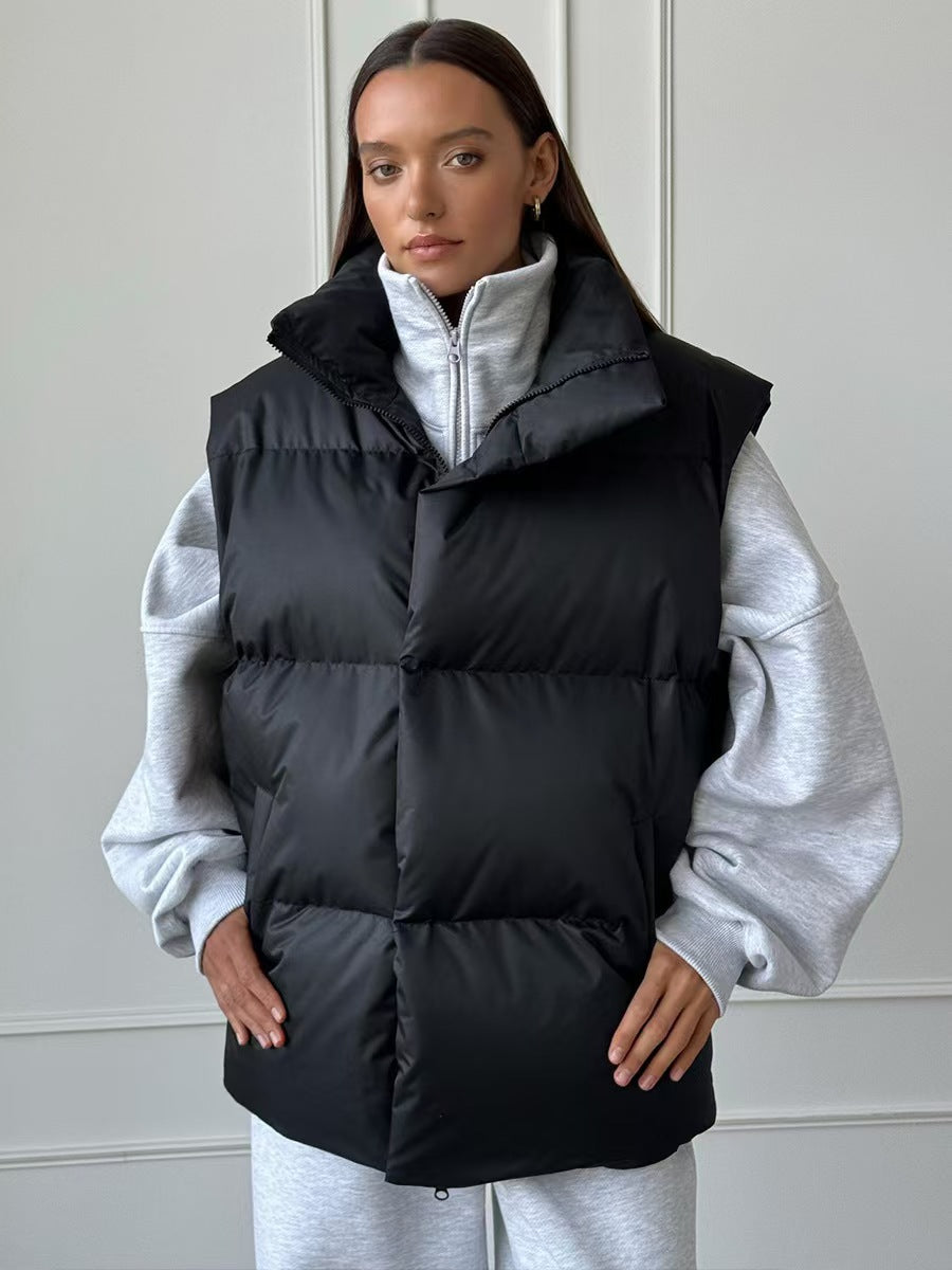 Cotton-padded Women's Stand-up Collar Coat