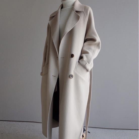 Beige Woollen Tweed Coat