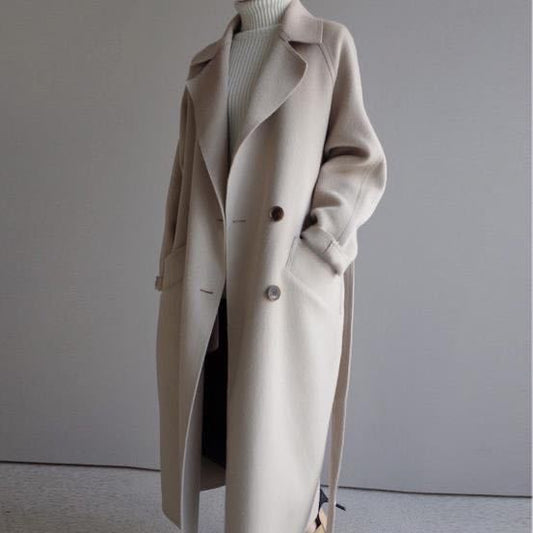 Beige Woollen Tweed Coat