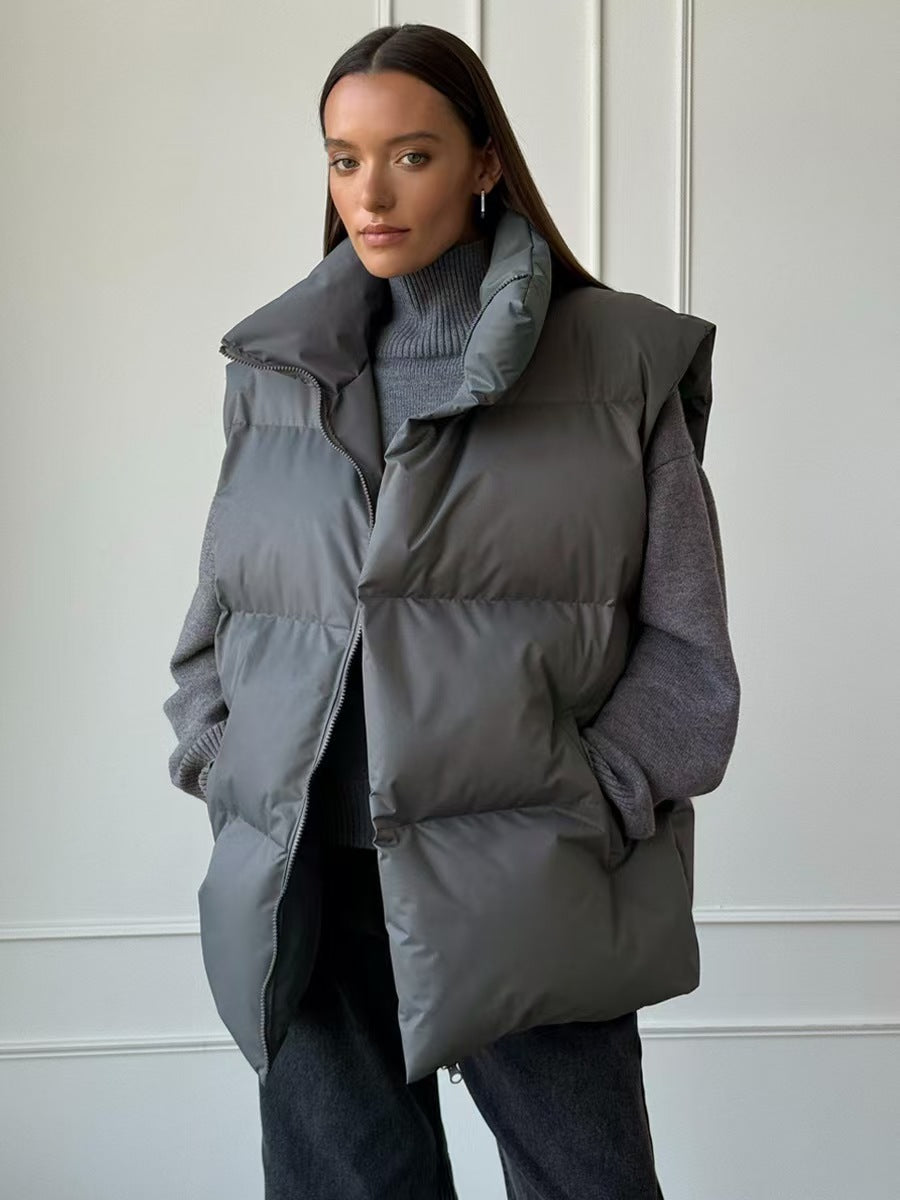 Cotton-padded Women's Stand-up Collar Coat