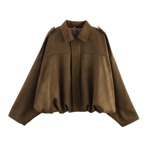 Spring pilot jacket with loose top effect, style jacket and deerskin fleece
