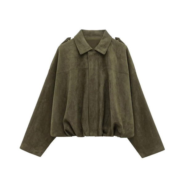 Spring pilot jacket with loose top effect, style jacket and deerskin fleece