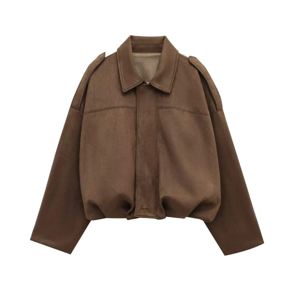 Spring pilot jacket with loose top effect, style jacket and deerskin fleece