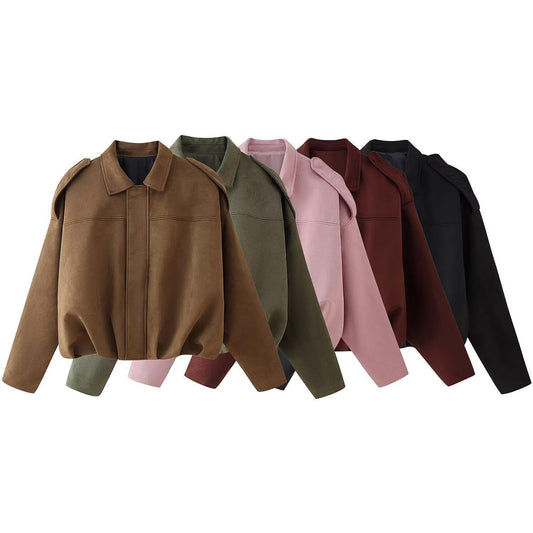 Spring pilot jacket with loose top effect, style jacket and deerskin fleece