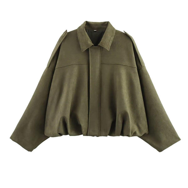 Spring pilot jacket with loose top effect, style jacket and deerskin fleece