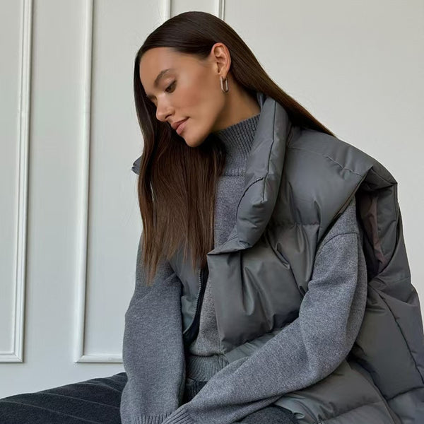 Cotton-padded Women's Stand-up Collar Coat