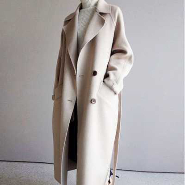 Beige Woollen Tweed Coat