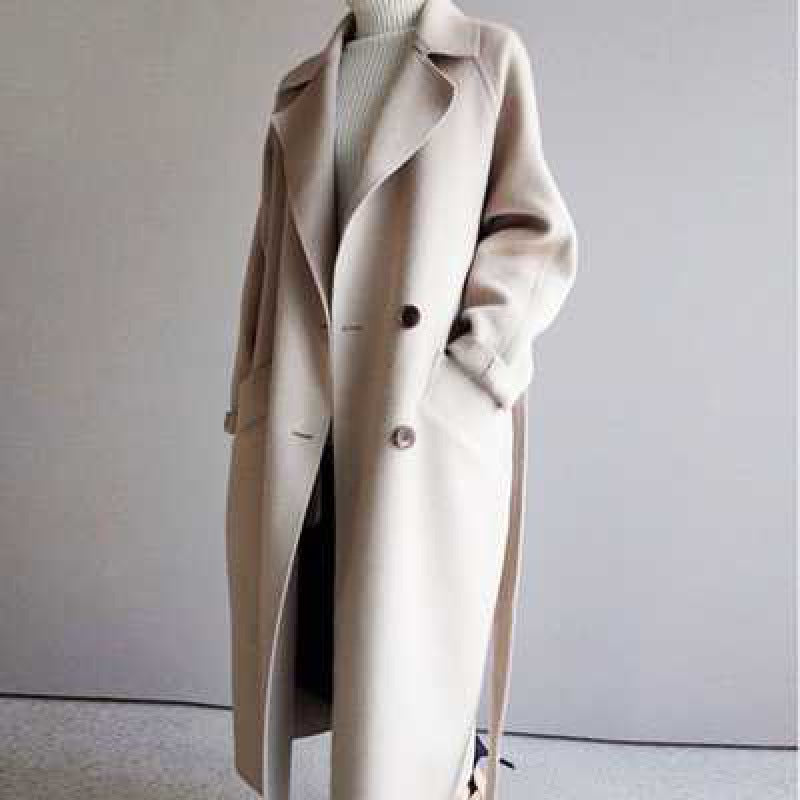 Beige Woollen Tweed Coat