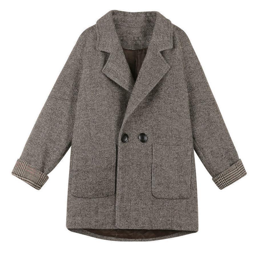 2022 new Korean senior sense woolen coat women's mid-length loose small man autumn and winter woolen coat