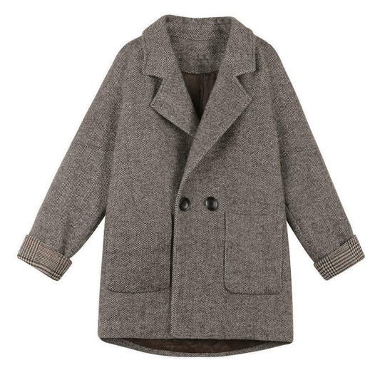 2022 new Korean senior sense woolen coat women's mid-length loose small man autumn and winter woolen coat