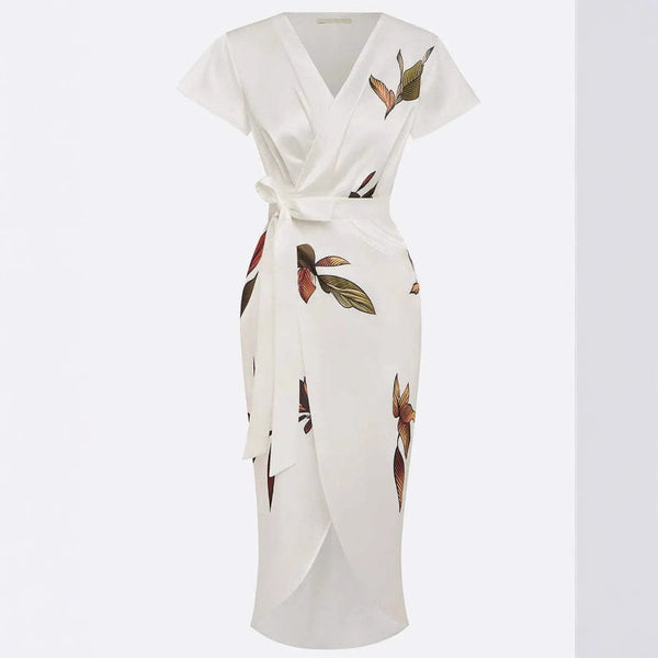 Printed belt-tied dress
