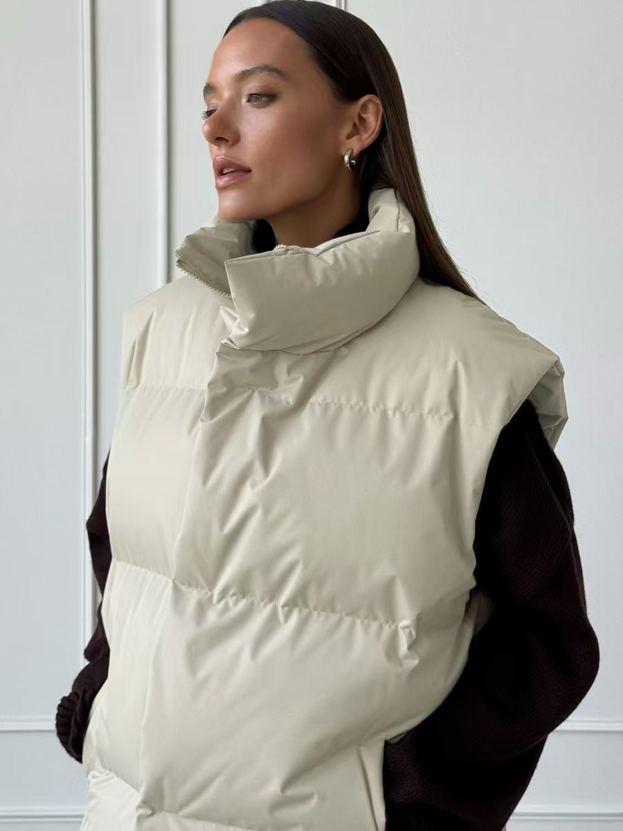 Cotton-padded Women's Stand-up Collar Coat
