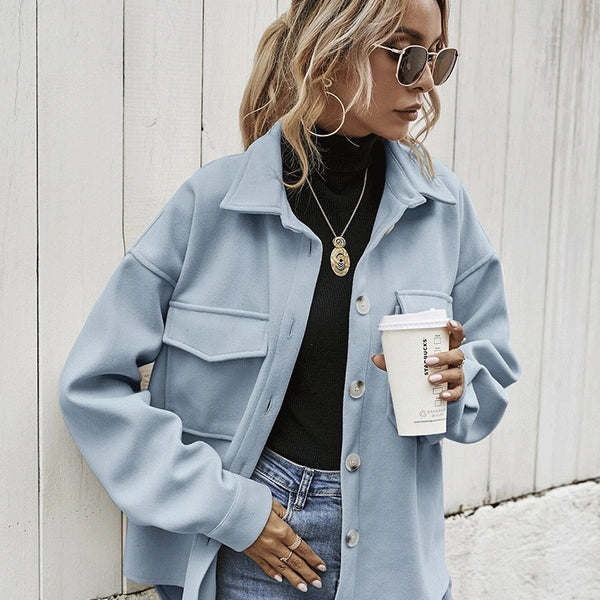 Woolen Shirt Loose Coat Women