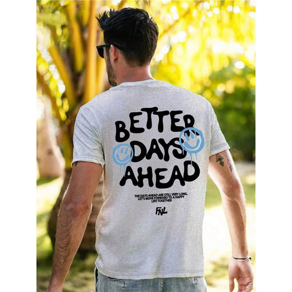 The day in front of the letter graphic men's and women's T-shirt, O-neck casual T-shirt, fashionable cotton T-shirt